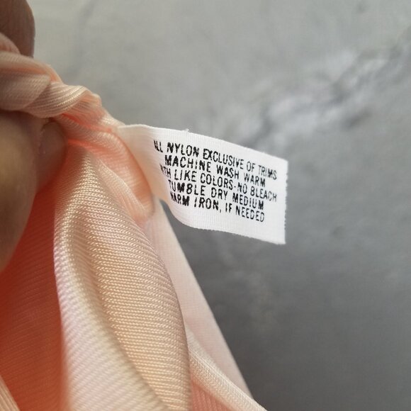 Vintage Shadowline Night Gown Sz S Maxi Peach Pink Nylon Puffy Flower USA NEW - Picture 14 of 16